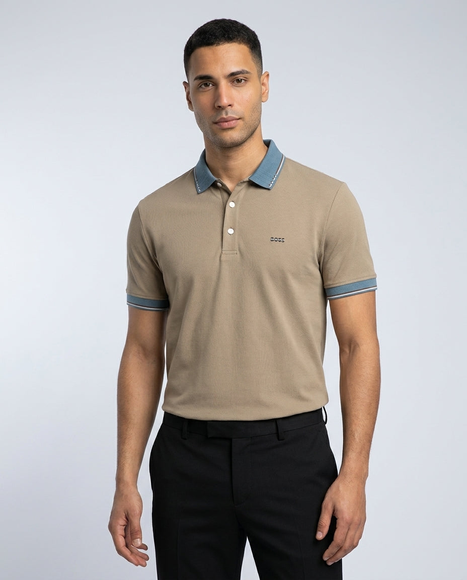 BOS-03 Contrast Collar Men's Polo Shirt